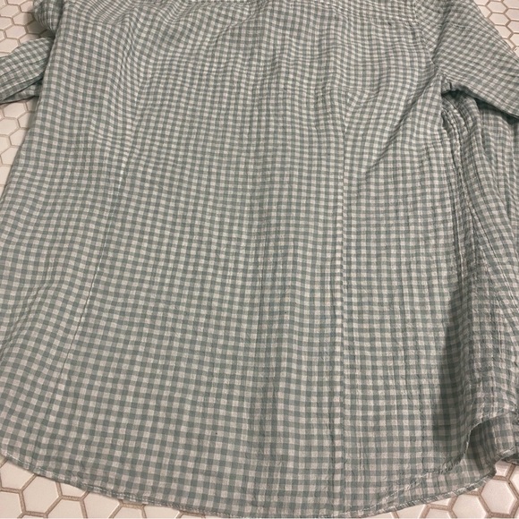 The Perfect Shirt By J. Crew 99% Cotton Size M Light Blue Green Textured Gingham - Picture 5 of 5